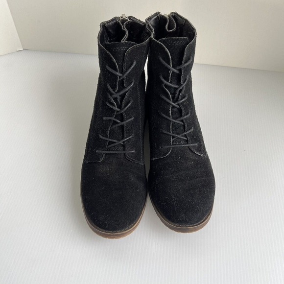 Steve Madden Rawlings Size 7 Black Leather Suede Booties Ankle Boots - Picture 3 of 12